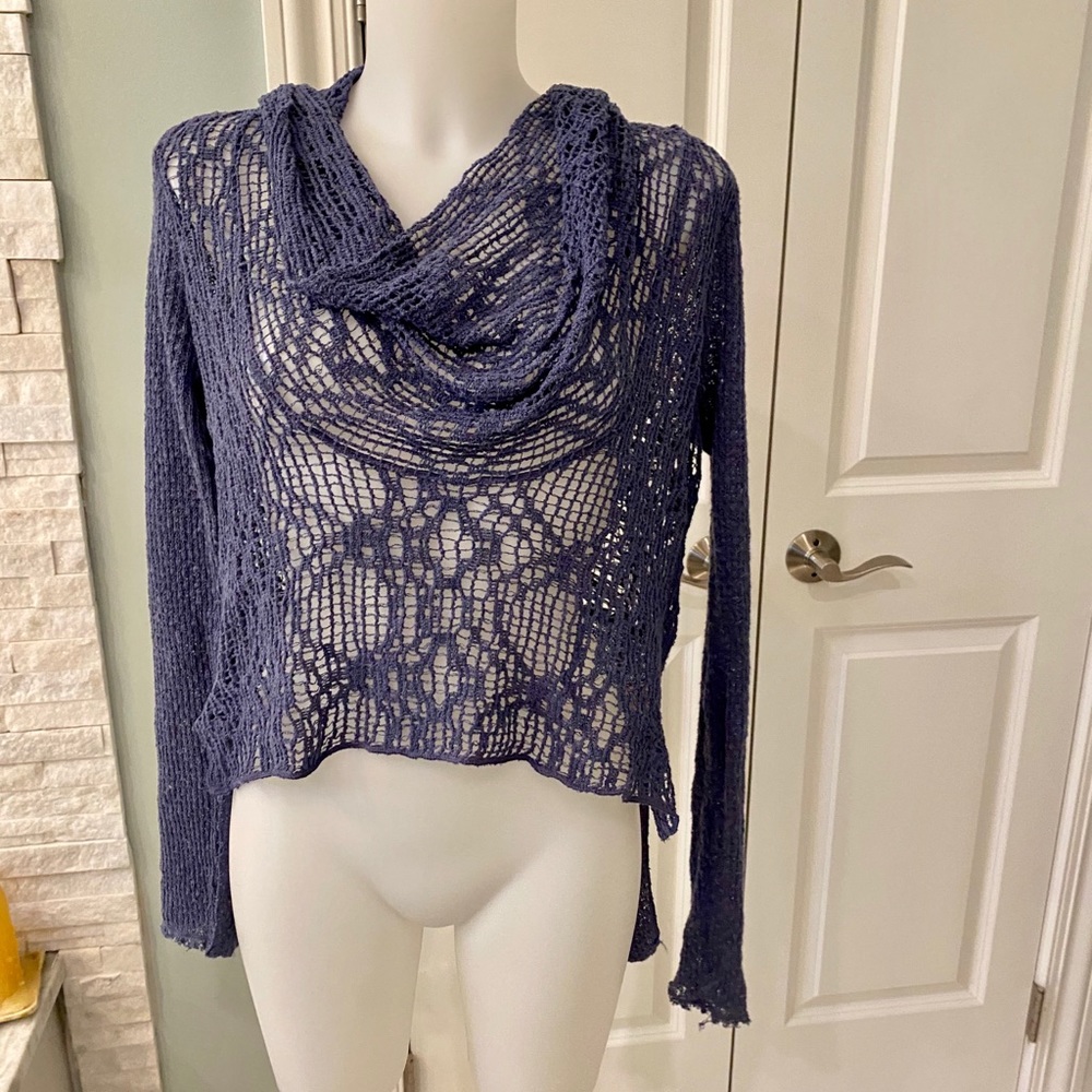 Free People periwinkle blue crochet top